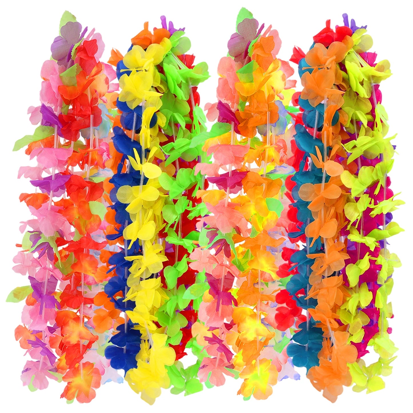 50/5PCS Hawaii Silk Flower Wreaths Summer Tropical Beach Pool Party Decoration Necklace Birthday Wedding Christmas Garlands