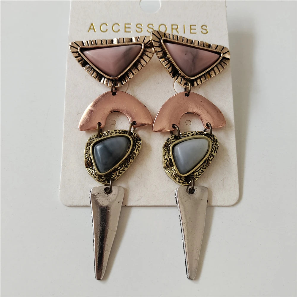 2025 New Indian Ethnic Vintage Bracelet Women Fashion Boho Statement Charm Metal Hollow Links Resin Stone Bracelets Jewelry