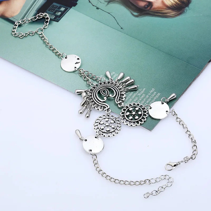 1 Pcs Summer Beach Accessories Woman Foot Jewelry Bohemian Vintage Hollow Carved Toe Ankle Chain For Women