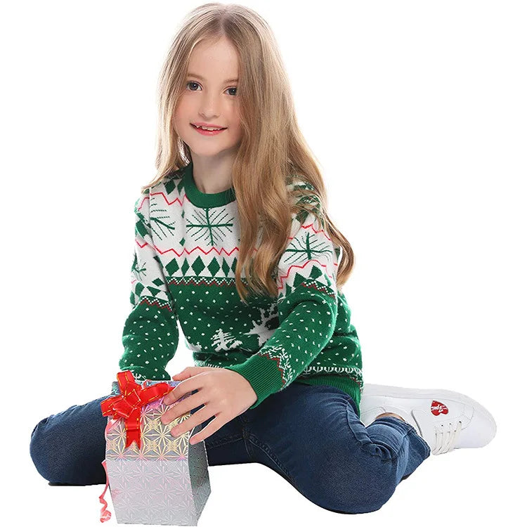 2025 New Christmas Matching Sweaters for Women Men Couples Knitwear Jacquard Elk Print Jumpers Full Sleeve Warm Soft Pullovers