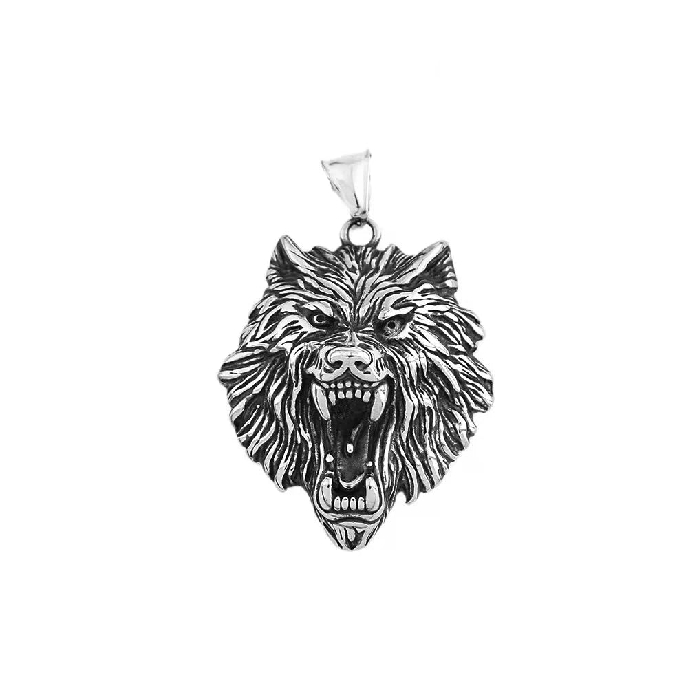 Vintage Nordic Mythology Odin Wolf Pendant Necklace For Men Stainless Steel Viking Fenrir Necklaces Amulet Jewelry Dropshipping