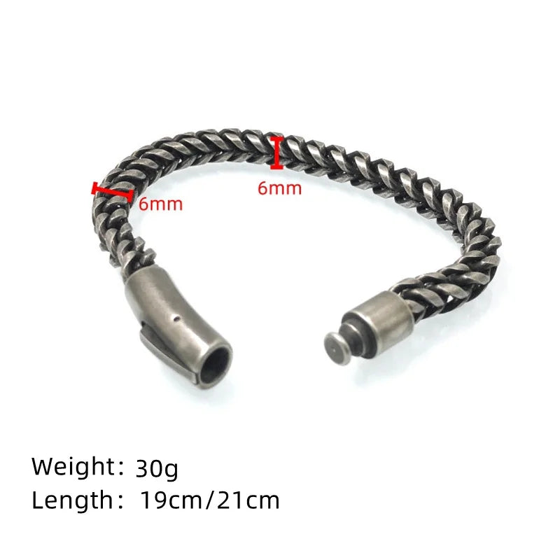 Vintage Chain Link Men Bracelet Handmade Punk Rock Stainless Steel Punk Bracelets Male Hand Jewelry Boyfriend Accessories