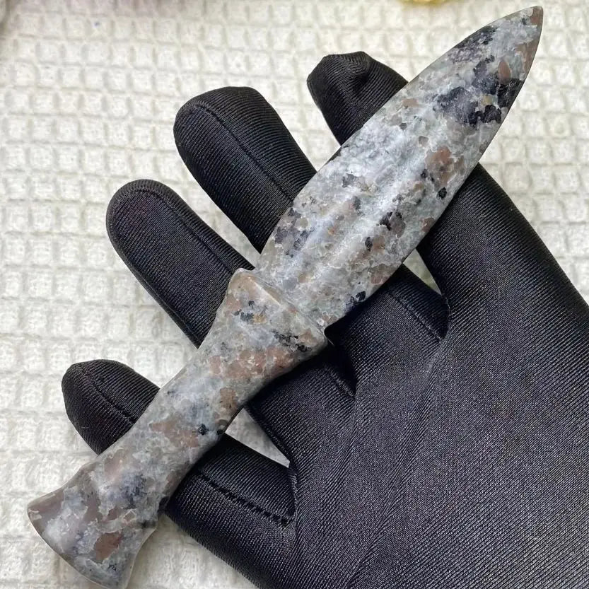 Unique Yooperlite Stone Mystical Dagger Carving - Polished Raw Gemstone witchcraft meditation crystal Knife for Home Decor Gifts