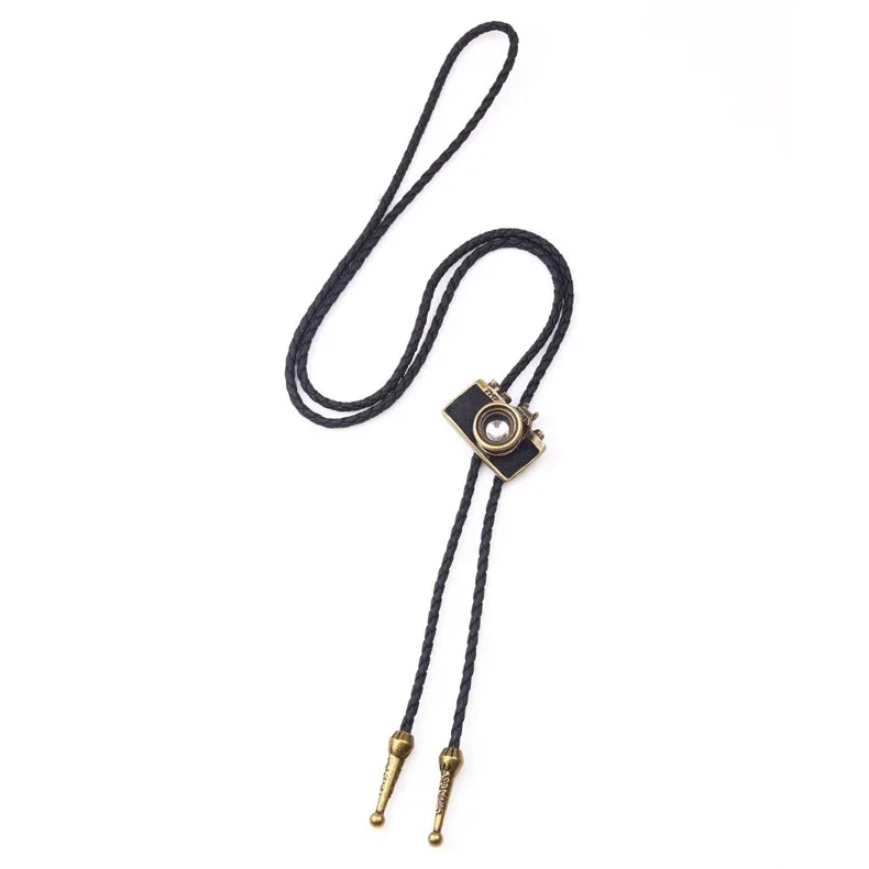 Vintage Cowboy Jazz Hat Alloy mens bolo tie Men Women Leather Rope Long Necklace Sweater Chain shirts Bolo Tie Men Accessories