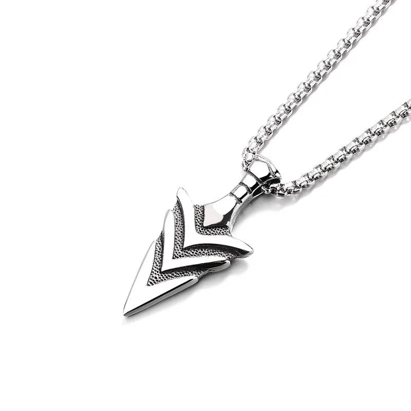 Vintage Viking Spearhead Weapon Style Necklace Pendant Men Punk Popular Fashion Holiday Party Gift Accessories
