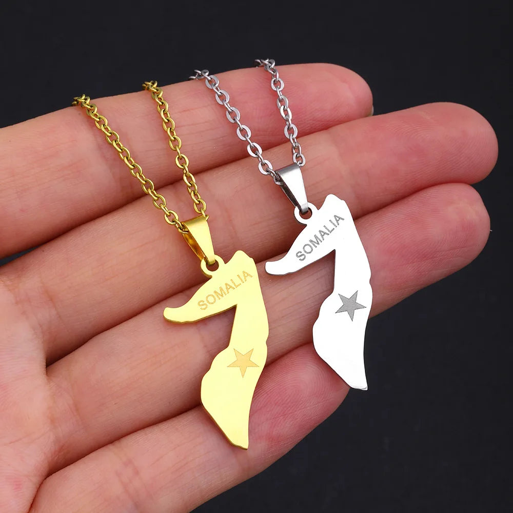 2024 new fashion stainless just Africa Somalia map pendant necklace temperament everything collarbone chain birthday anniversary