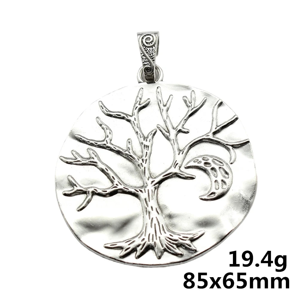 WYSIWYG 1pcs 71x64mm Tibetan Silver Color Large Tree Life & Moon Charms Pendants For Necklace Jewelry Making Findings
