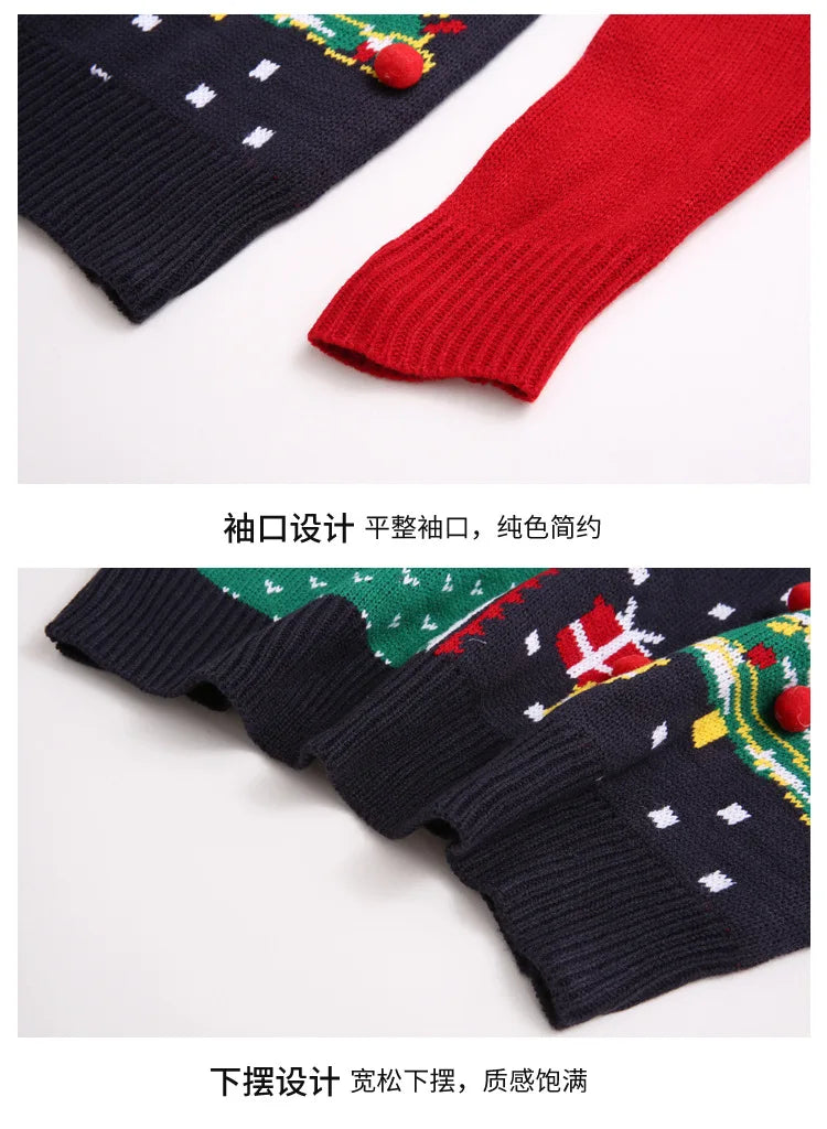 Christmas Sweater Women's Socks Christmas Tree Autumn/Winter New Round Neck Long Sleeve Loose Knitted Sweater 2024 Y2k Cloting