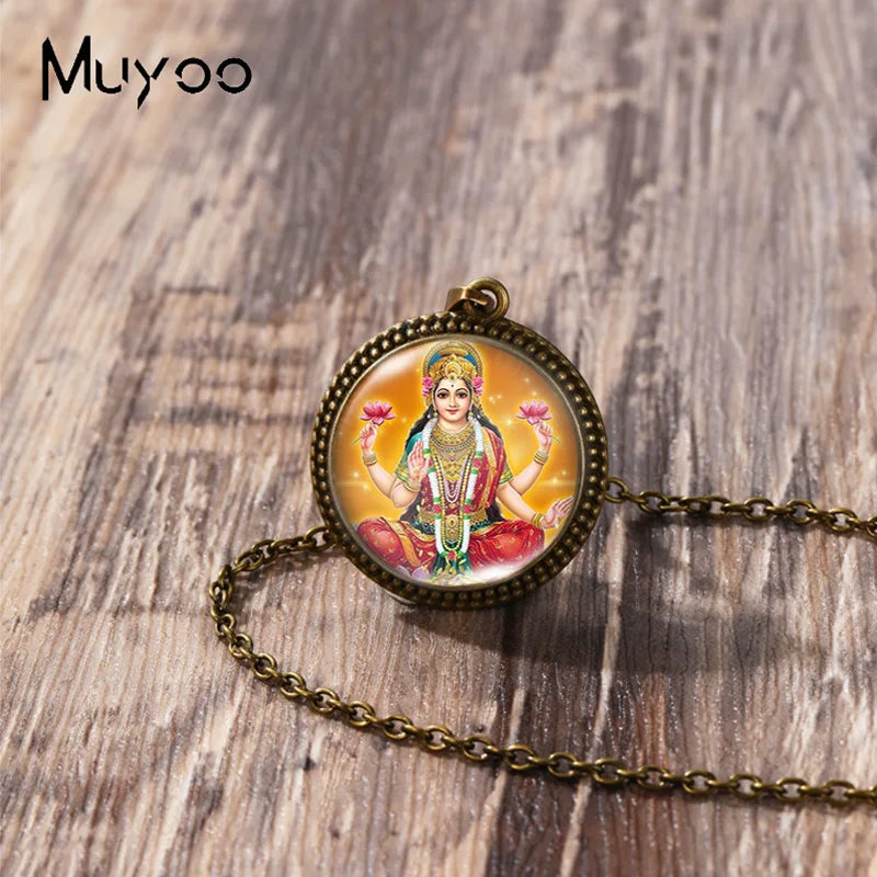 2023 New Arrival Fashion Painting India Shiva Ganesha Hindu God Glass Dome Antique Pendant Handmade Jewelry Vintage Necklaces