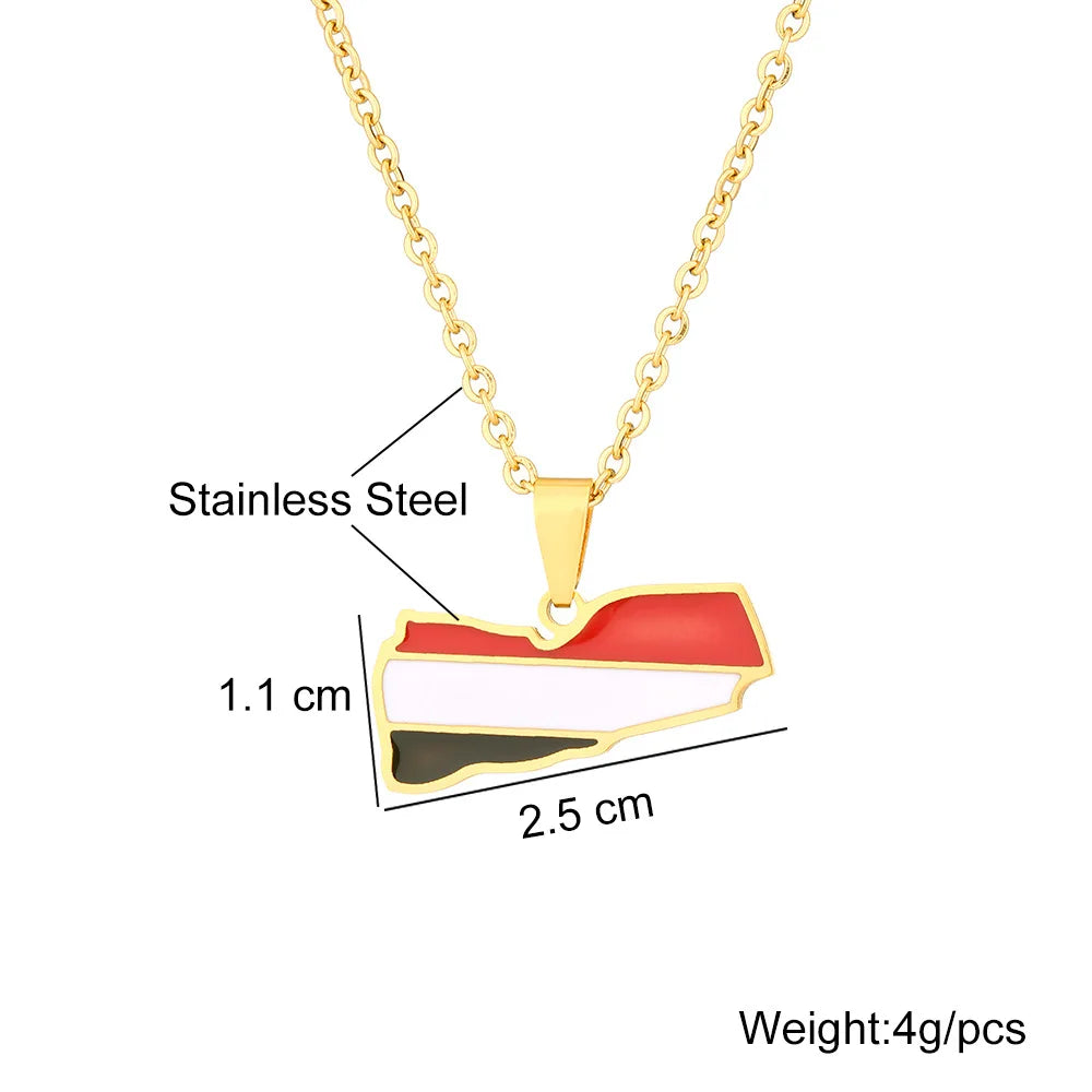 2024 new fashion stainless steel Yemen map pendant necklace temperament everything collarbone chain birthday anniversary gift