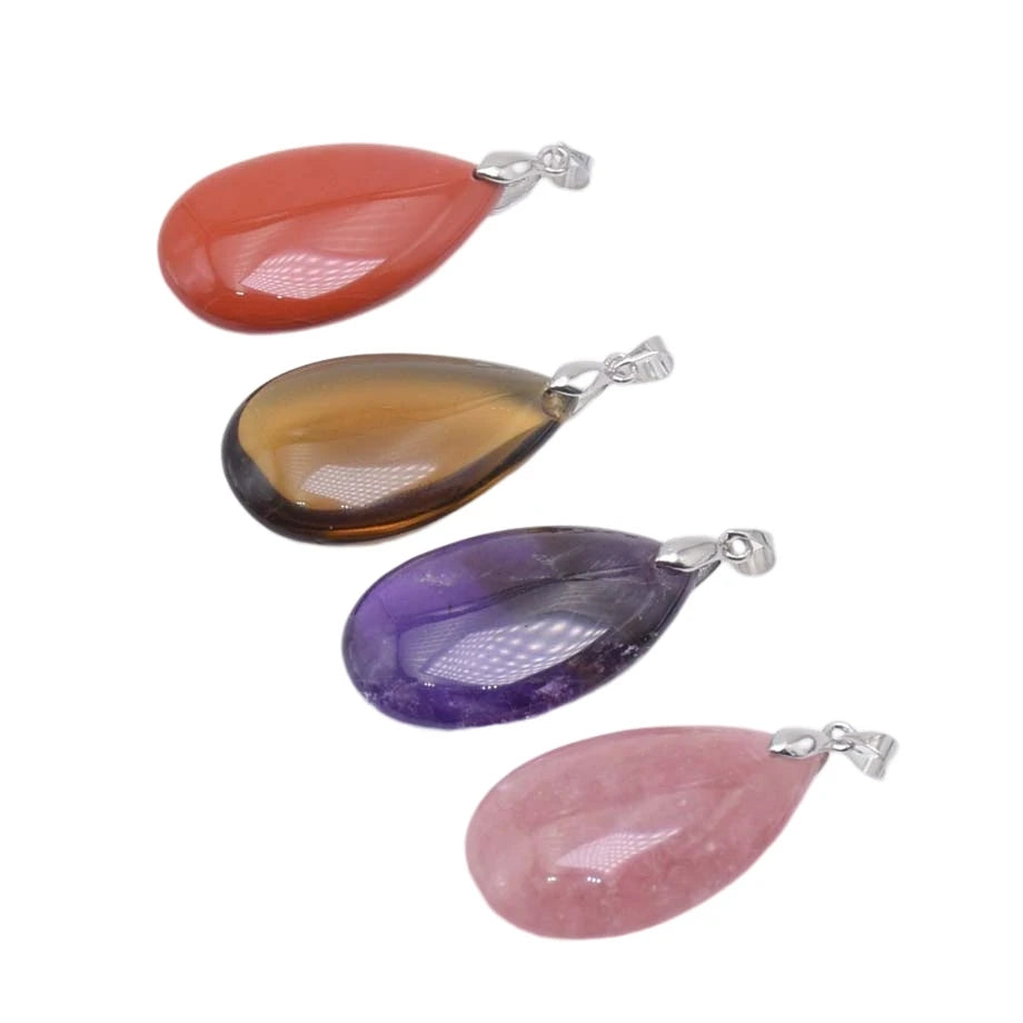 20x35mm Natural Labradorite Tiger's Eye Stone Crystal Howlite Aventurine Lapis Opal Jasper Water Drop Women Men Pendant Bead