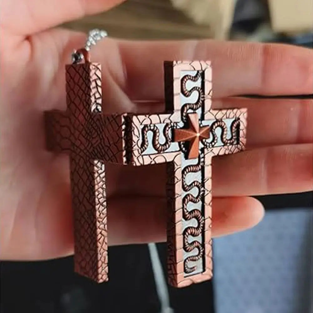Vintage Cross Pendant Necklace with Secret Compartment Cross Necklace 3D Printed Charm Jewelry Necklace for Women Men