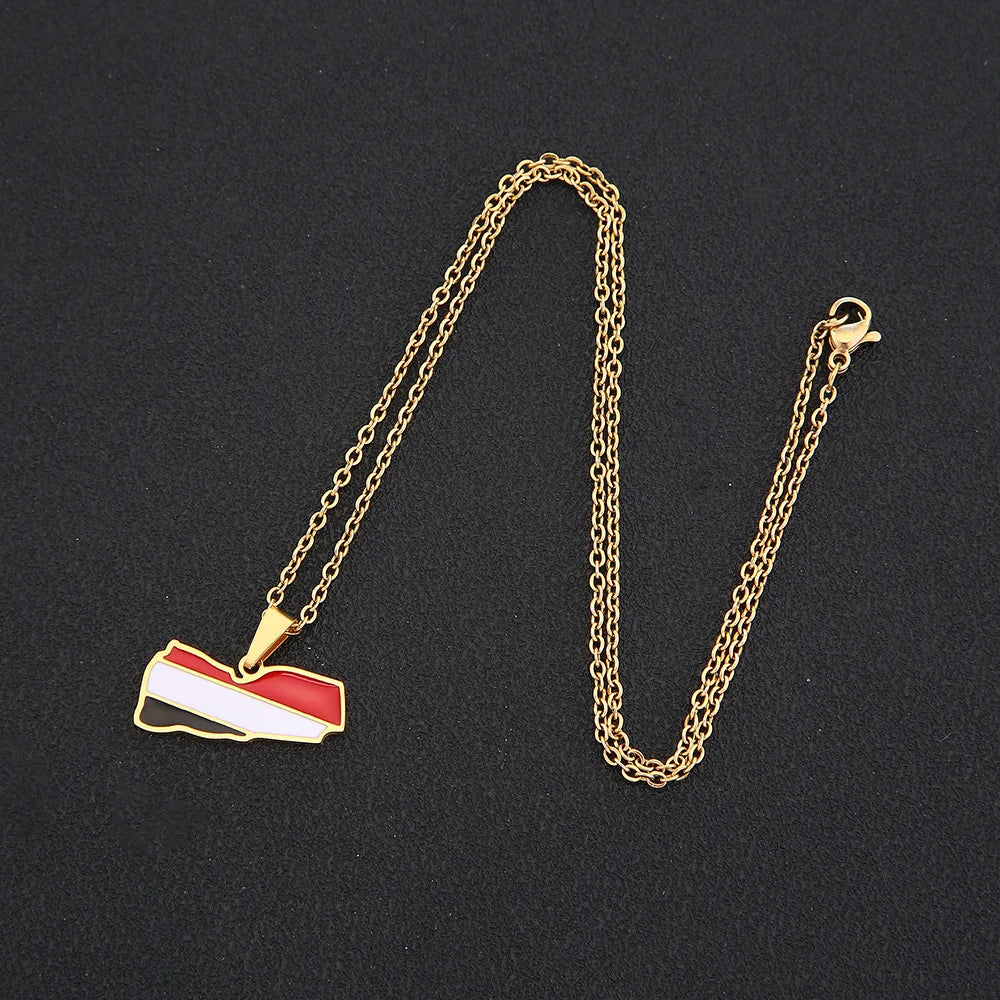 2024 new fashion stainless steel Yemen map pendant necklace temperament everything collarbone chain birthday anniversary gift
