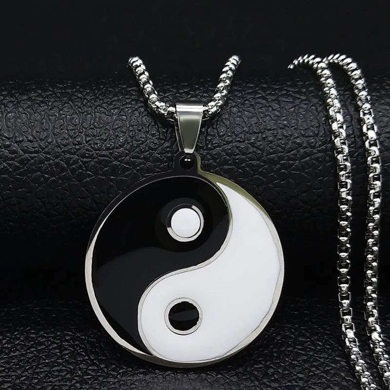2024 Fashion Yin and Yang Gossip Taiji Stainless Steel Necklaces for Women/Men Statement Necklace Jewelry bisuteria N8476S03