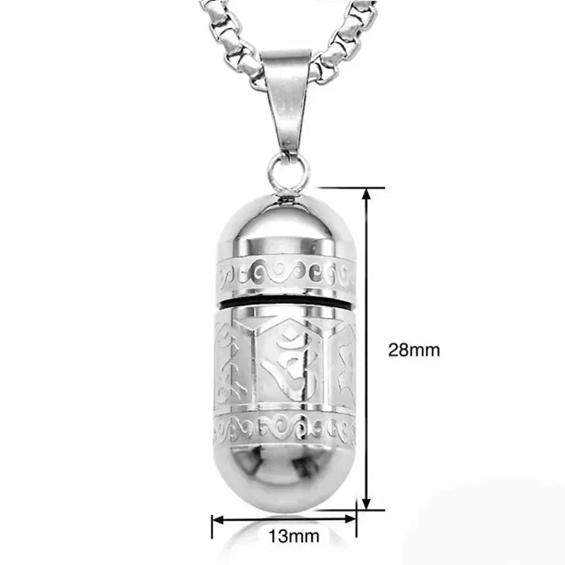 Vintage Stainless Steel Essential Oil Bottle Pendants Urn Wishing Bottle Necklace Religious Amulet Couple Party Jewelry