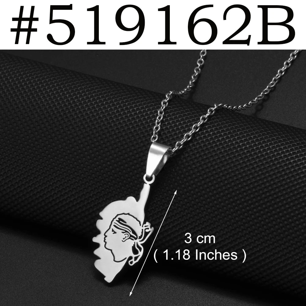 2025 New Arrivals Corsica Flag Pendant Necklaces Stainless Steel for Women Girls Sardinia Ethnic Jewelry #518762