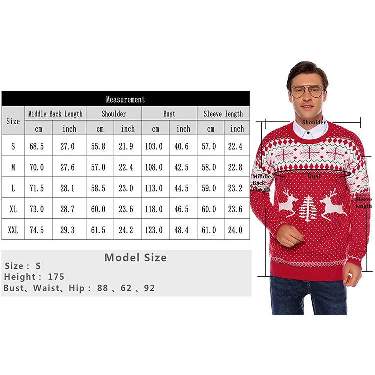 2025 New Christmas Matching Sweaters for Women Men Couples Knitwear Jacquard Elk Print Jumpers Full Sleeve Warm Soft Pullovers