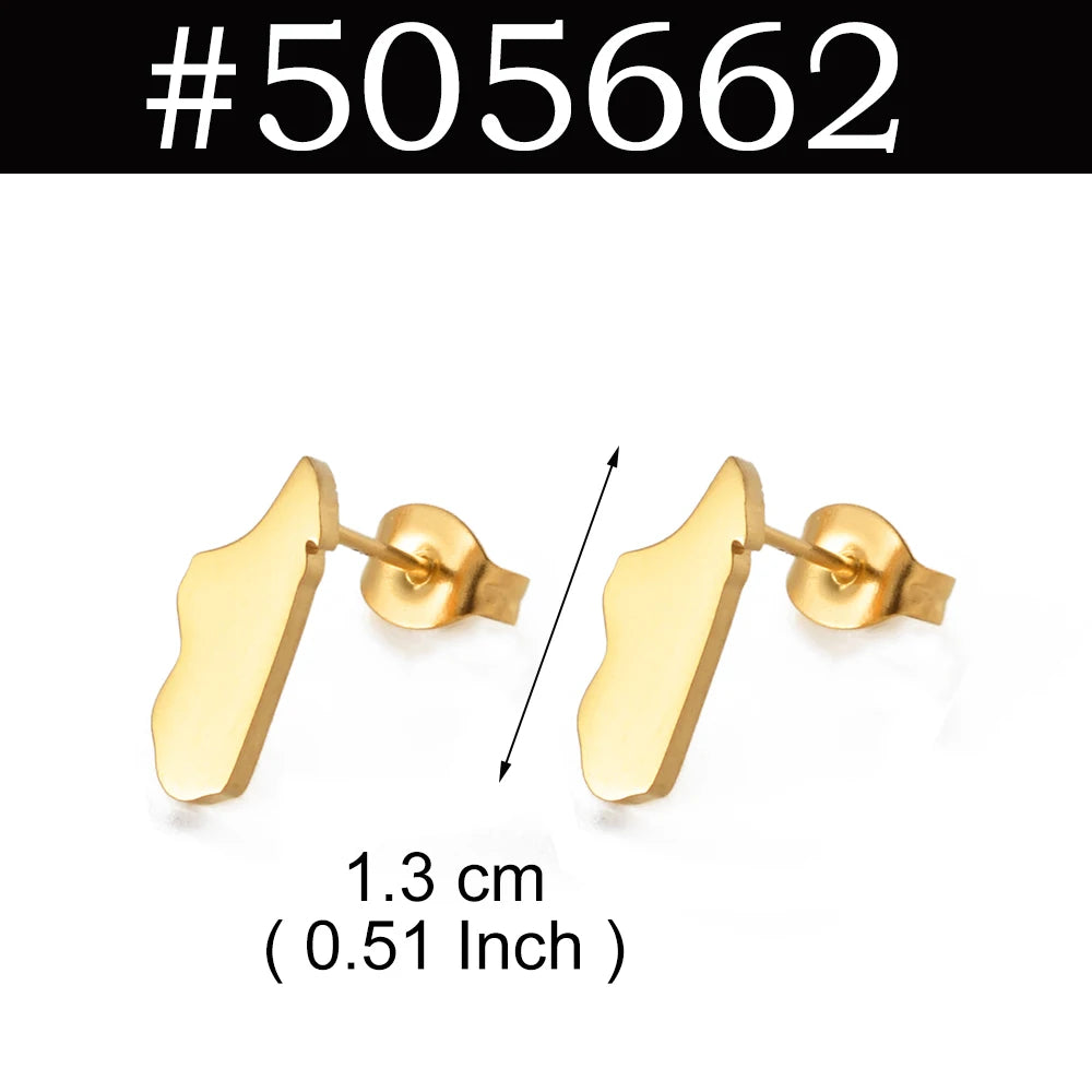 Venezuela,Afghanistan,Lebanon Cedar,Madagascar,India Punjab,Trinidad and Tobago Stud Earrings Stainless Steel Jewelry #505621