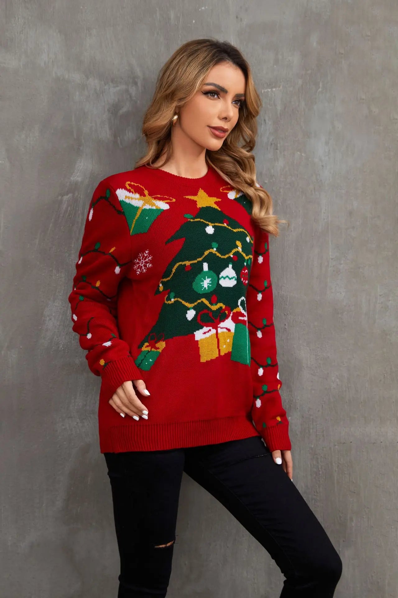 2025New Sweater Christmas Gift Sweater European and American Autumn and Winter Lazy Style Pullover Knitted Sweater