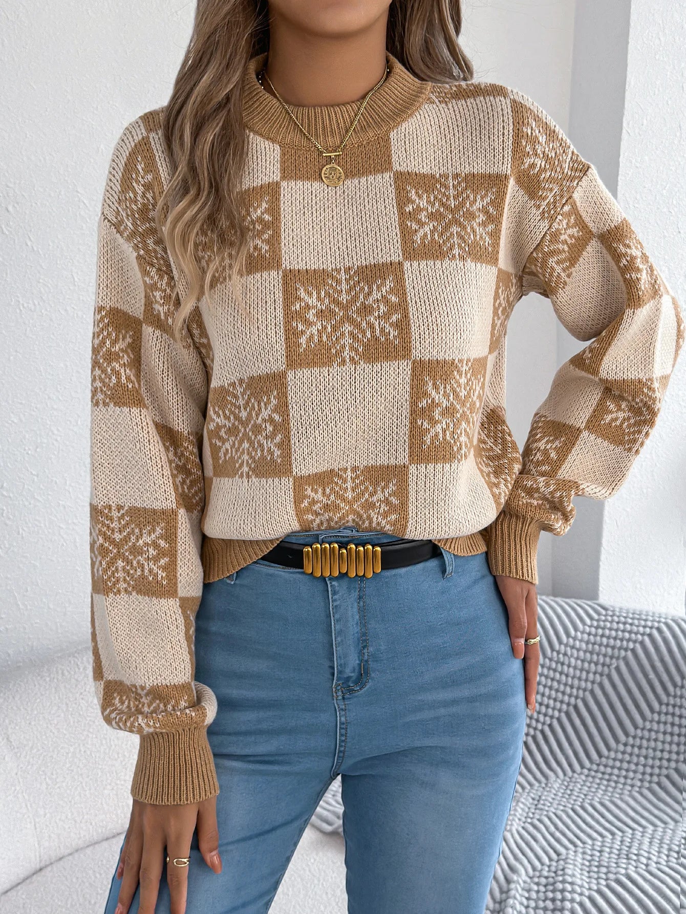 VigoCasey 2025 Winter Casual Christmas Knitted Sweater Women O Neck Print Loose Pullover Autumn Lady Lantern Long Sleeve Jumper