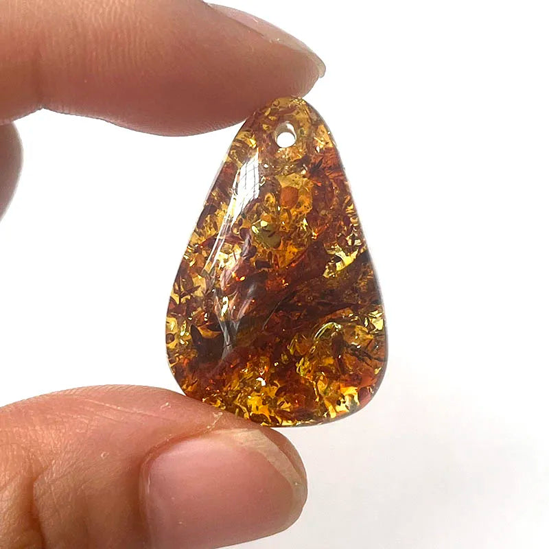 Yoowei Natural Piebald Amber 100% Genuine Unique Pendant Necklace Diy New Oval Water Drop Fashion Jewelry Original Reiki Stone