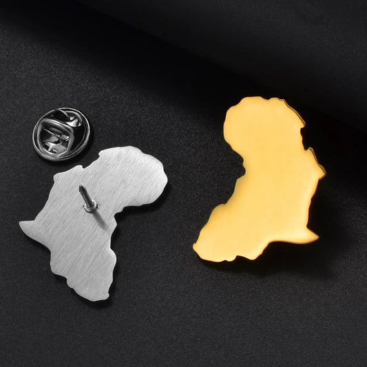 Anniyo 1PC/African Map Brooch Men Women Stainless Steel Jewelry Nigeria Congo Algeria Egypt Ghana Zimbabwe Cameroon Togo #326901