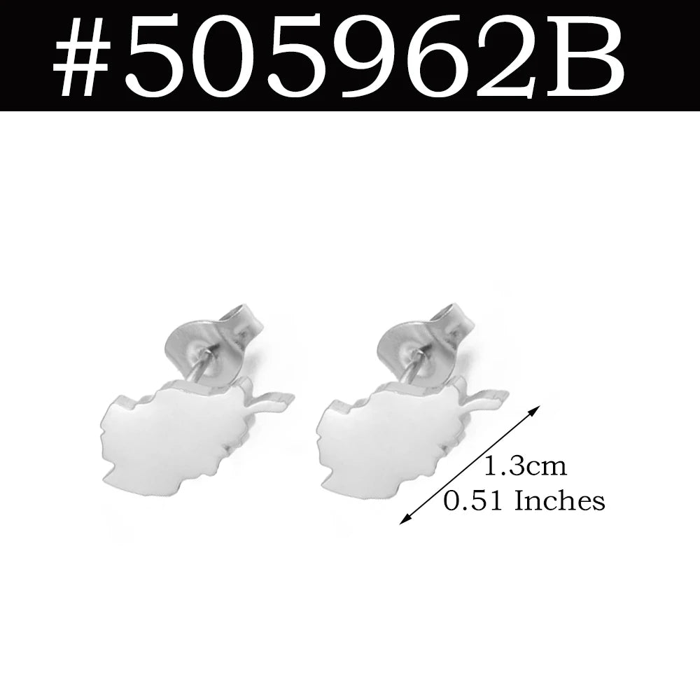Venezuela,Afghanistan,Lebanon Cedar,Madagascar,India Punjab,Trinidad and Tobago Stud Earrings Stainless Steel Jewelry #505621