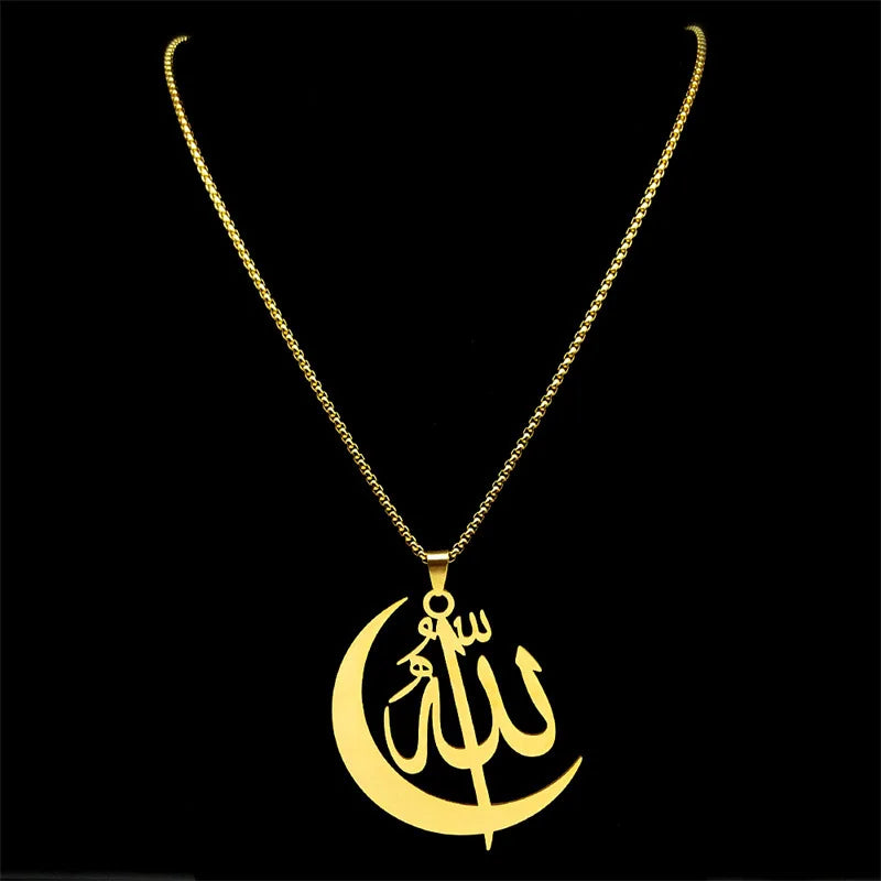 2024 new fashion stainless steel necklace French retro simple Arabic personality everything hollowed out sweater chain jewelry