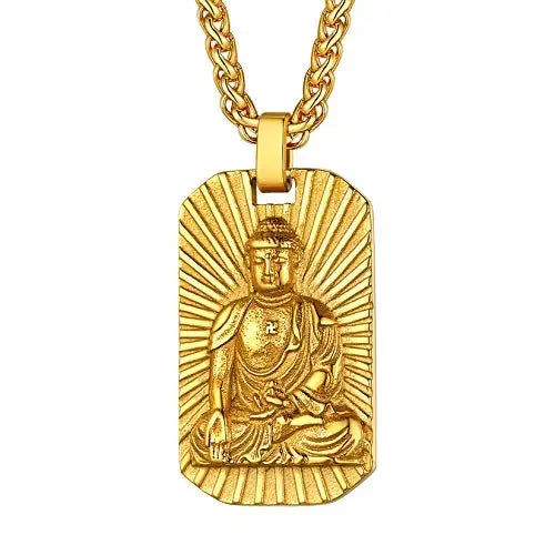 U7 Buddha Necklaces Tantric Buddhism Jewelry Eight Zodiac Guardian Buddha Pendant Dog Tags Talisman Buddhist Amulet Jewellery