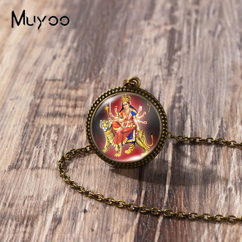 2023 New Arrival Fashion Painting India Shiva Ganesha Hindu God Glass Dome Antique Pendant Handmade Jewelry Vintage Necklaces