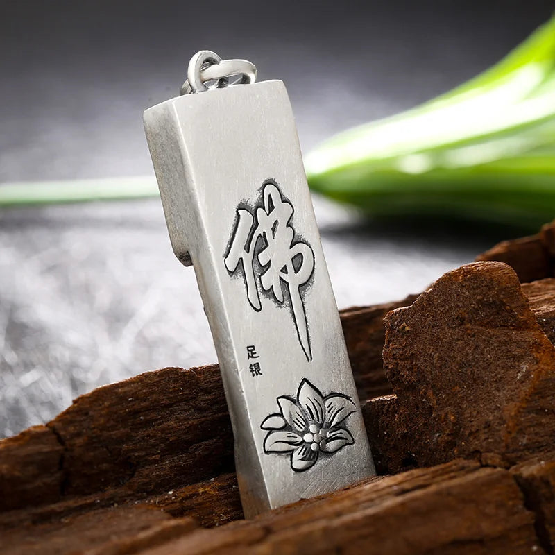 Tathagata Buddha Pendant Men Jewelry Vintage Silver 925 Chain Necklaces Male Retro Lotus Half-faced Buddha Necklace For Women