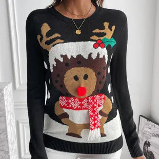 2025New Sweater Christmas Gift Sweater European and American Autumn and Winter Lazy Style Pullover Knitted Sweater