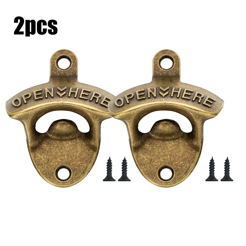 Zinc Alloy Wall Bottle Opener Kitchen Bottle Opener Retro Alloy Wall Mounted with Screws Party Antique Beer Bottle Opener