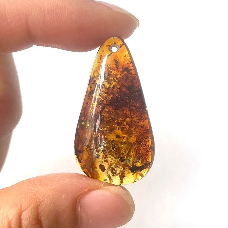 Yoowei Natural Piebald Amber 100% Genuine Unique Pendant Necklace Diy New Oval Water Drop Fashion Jewelry Original Reiki Stone