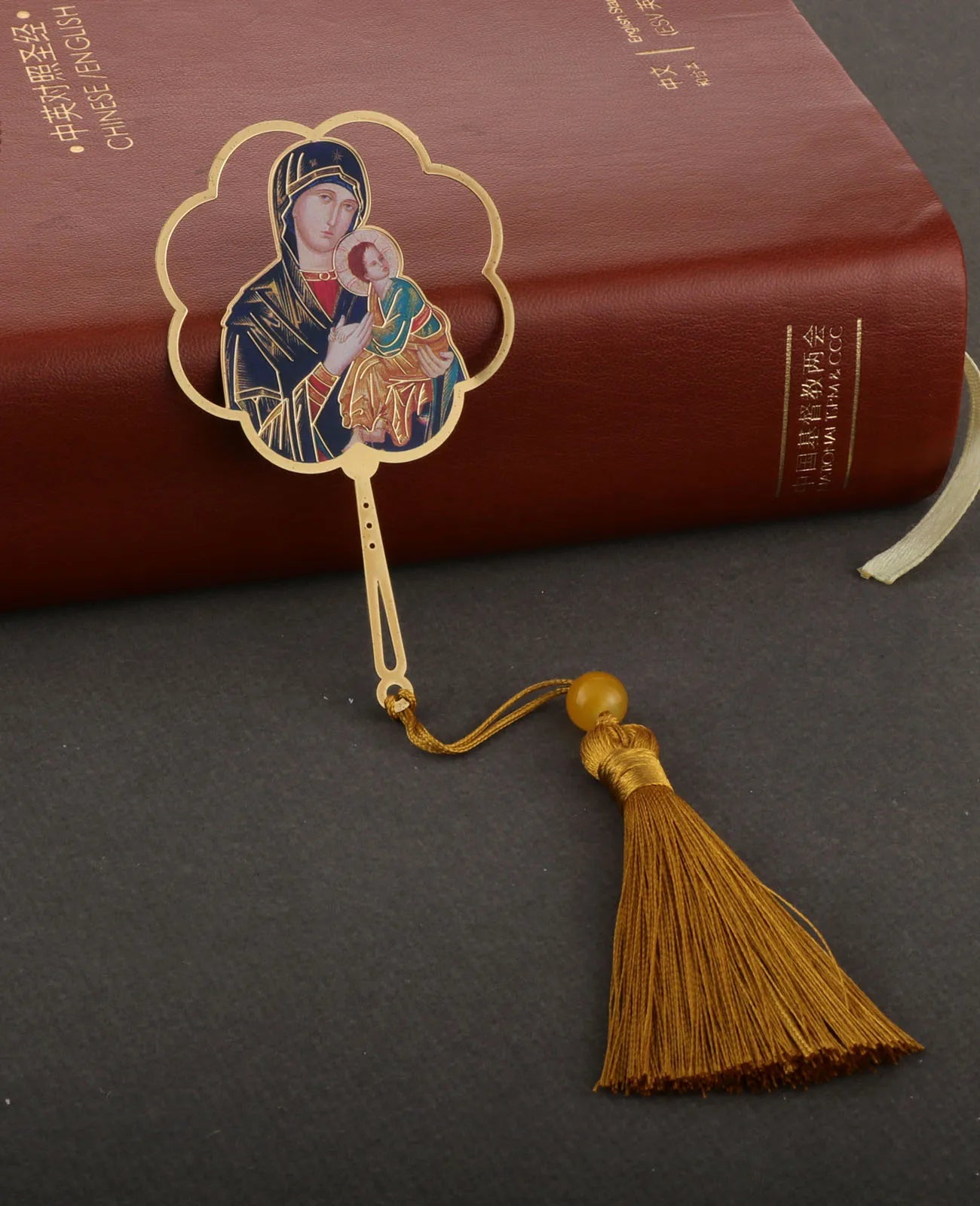 Christian Holy Family Bookmarks Hollow Copper Jesus Christ The Teacher Tassel Bookmark Accessories for Reader Birthday Gift