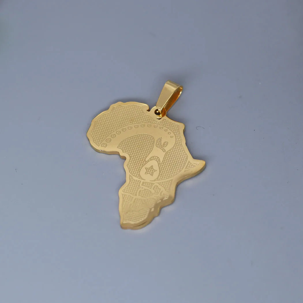 2pcs No Fade Africa Map Charms Stainless Steel Pendant for Jewelry Making Necklace Keychain Rune Eye of Horus Talisman DIY Craft