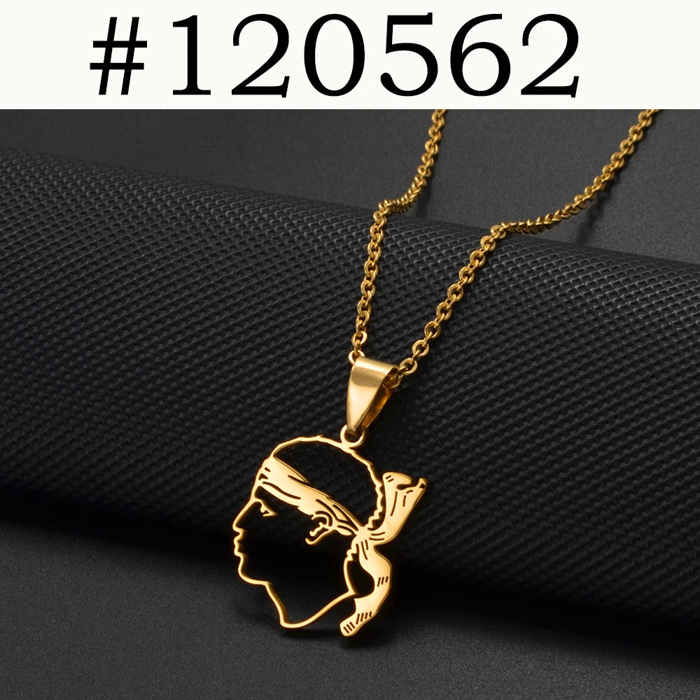 2025 NWE Corsica Flag Pendant Necklaces Sardinia Jewelry for Women Girl Stainless Steel Corse Sardegna #120462