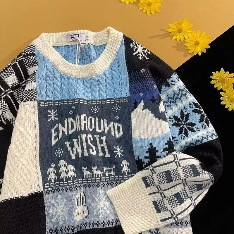 Sweater Women Knit Print Christmas Jumper Pullovers Long Sleeve Elegant Lady Thick Sweaters Regular Autumn Winter 2024