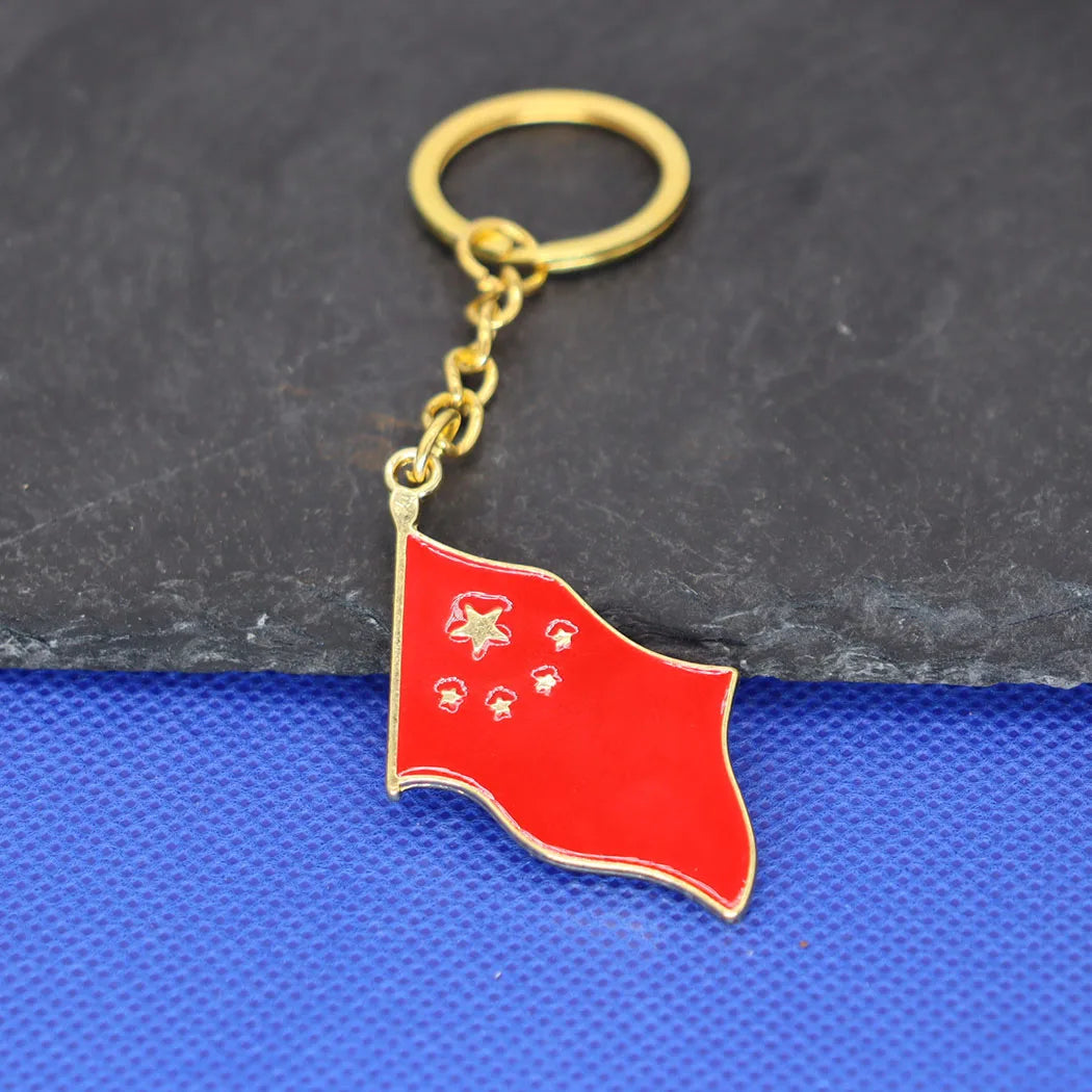 2024 New fashion China flag map keychain pendant men's and women's bags car key chain accessory anniversary small gift