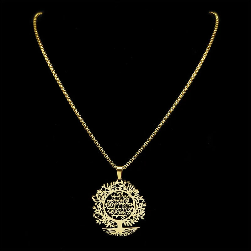 2024 New fashion Tree of Life elegant pendant lettering hollow necklace temperament hundred matching couple collarbone chain
