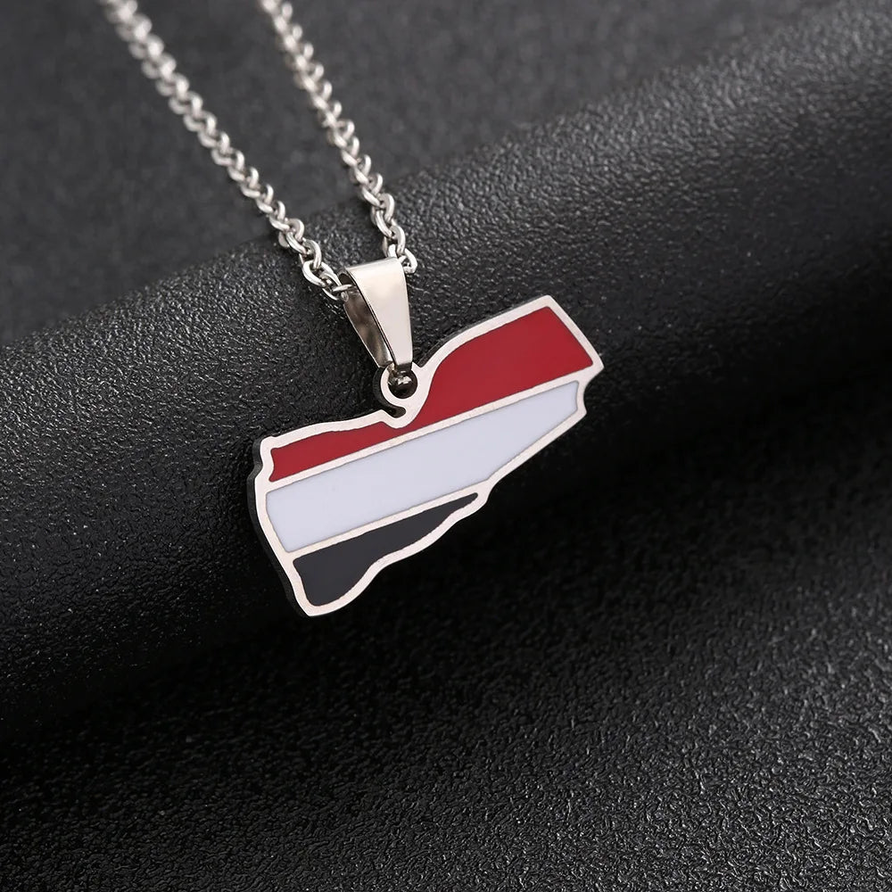 2024 new fashion stainless steel Yemen map pendant necklace temperament everything collarbone chain birthday anniversary gift