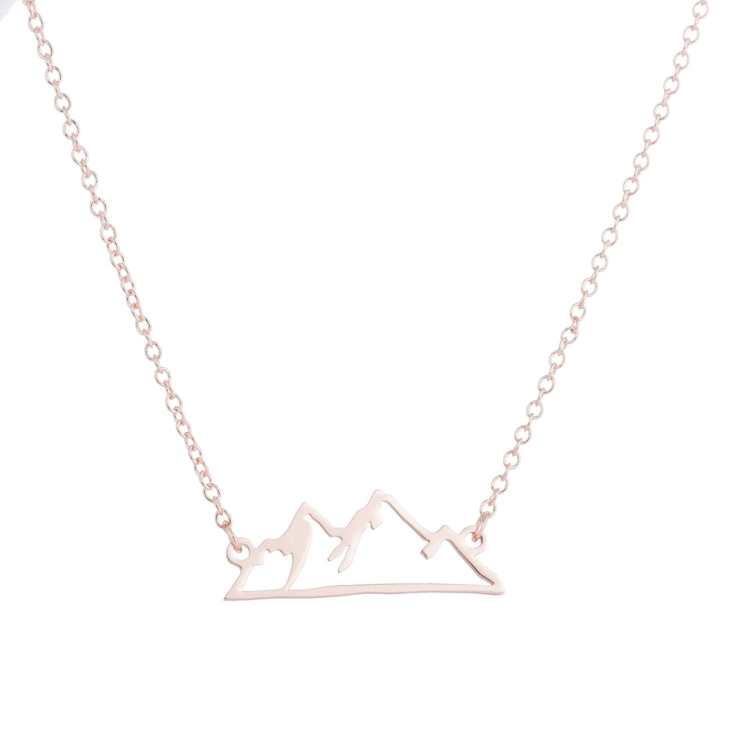 2024 new fashion stainless steel hollow snow mountain mountain pendant necklace temperament with lovely collarbone chain accesso