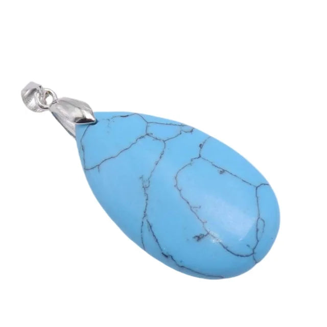 20x35mm Natural Labradorite Tiger's Eye Stone Crystal Howlite Aventurine Lapis Opal Jasper Water Drop Women Men Pendant Bead