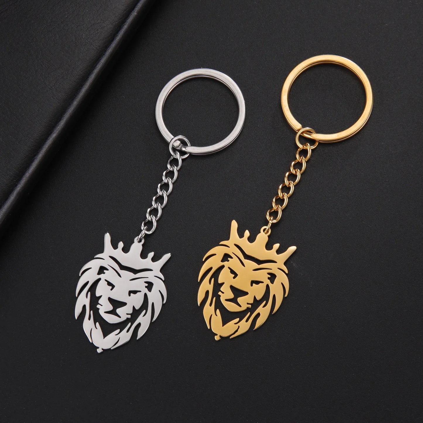 2024 New fashion cut titanium steel chain keychain Lion King Pendant Hip Hop punk style stainless steel animal keychain