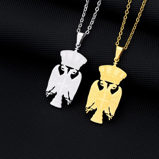 2024 new fashion stainless steel Republic of Serbia eagle pendant necklace temperament everything collarbone chain birthday anni