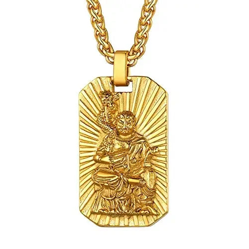 U7 Buddha Necklaces Tantric Buddhism Jewelry Eight Zodiac Guardian Buddha Pendant Dog Tags Talisman Buddhist Amulet Jewellery