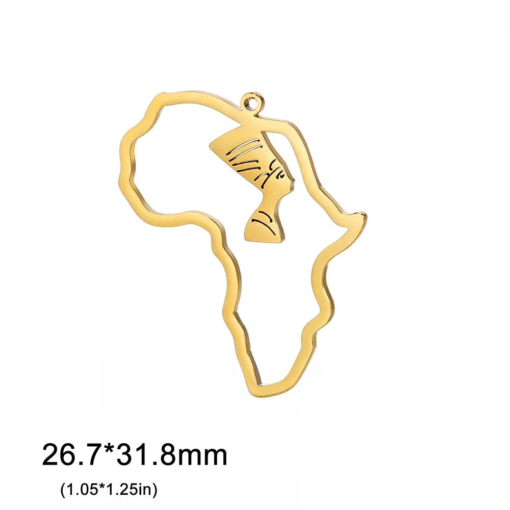 EUEAVAN 1pc Africa Berbers Symbol Map Stainless Steel Pendant for Necklace African Kabyle Berber Jewelry Making Supplies DIY