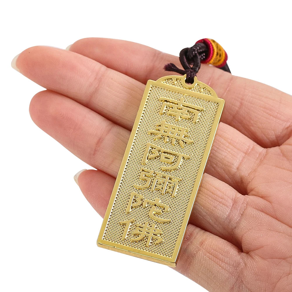 Vintage Namo Amitabha Buddha Pendant Necklace Metal Choker Lucky Amulet Auspicious Buddhism Jewelry Gift for Men Women