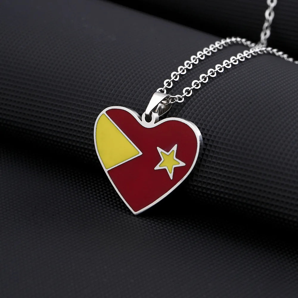 2024 new fashion stainless steel Tigrei State Ethiopian heart-shaped necklace for women and men couples ethnic style accessories