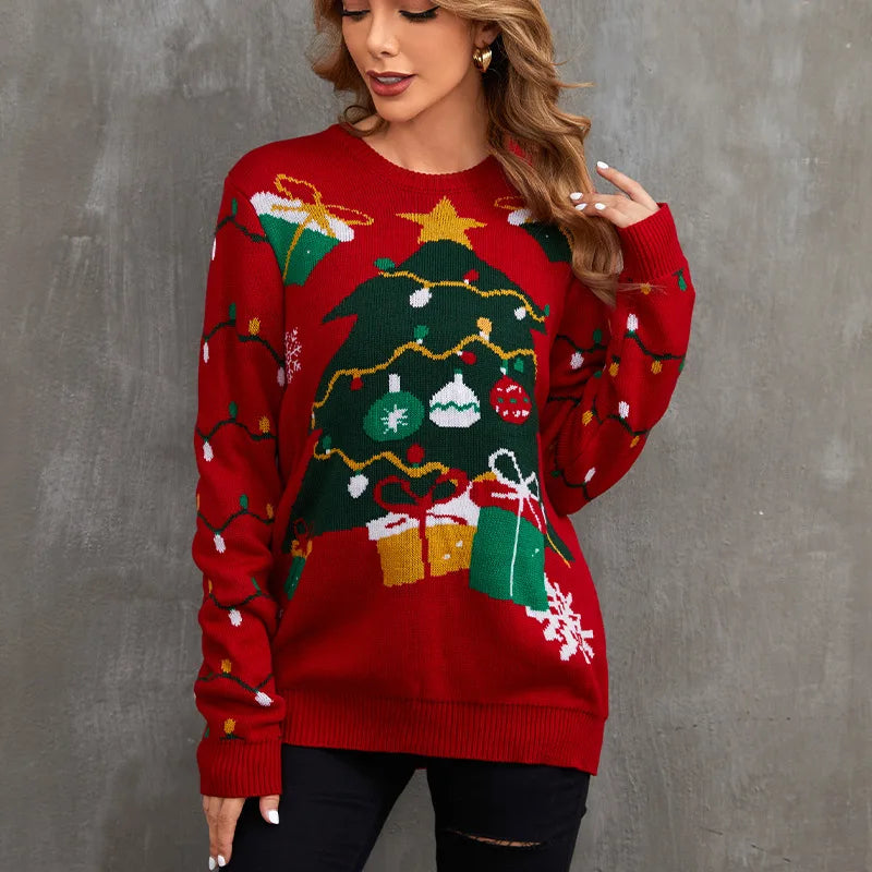 2025New Sweater Christmas Gift Sweater European and American Autumn and Winter Lazy Style Pullover Knitted Sweater